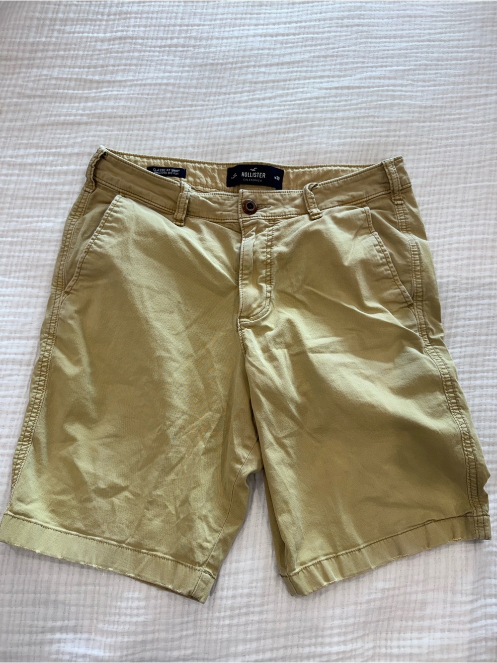 Hollister Men's Light Olive Flat Front Chino Shorts